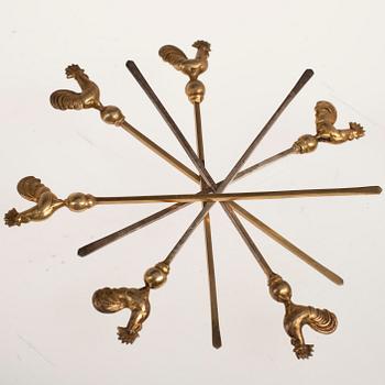 COCKTAILTIKKUJA, 19 kpl., 813 hopeaa, 1900-luvun keskivaihe. Paino 53 g.