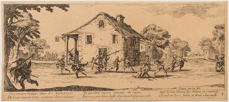 JACQUES CALLOT, Book, collection of 18 etchnings from Les miseres et les mal-hevrs de la gverre. 1633, later edition.