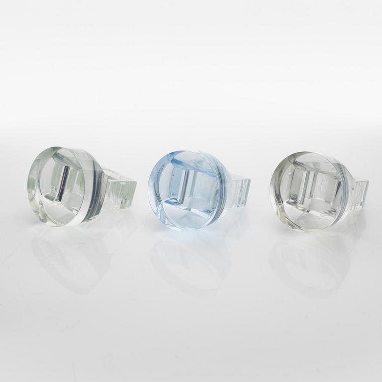 Siv Lagerström, three acrylic plastic rings, 1970s.