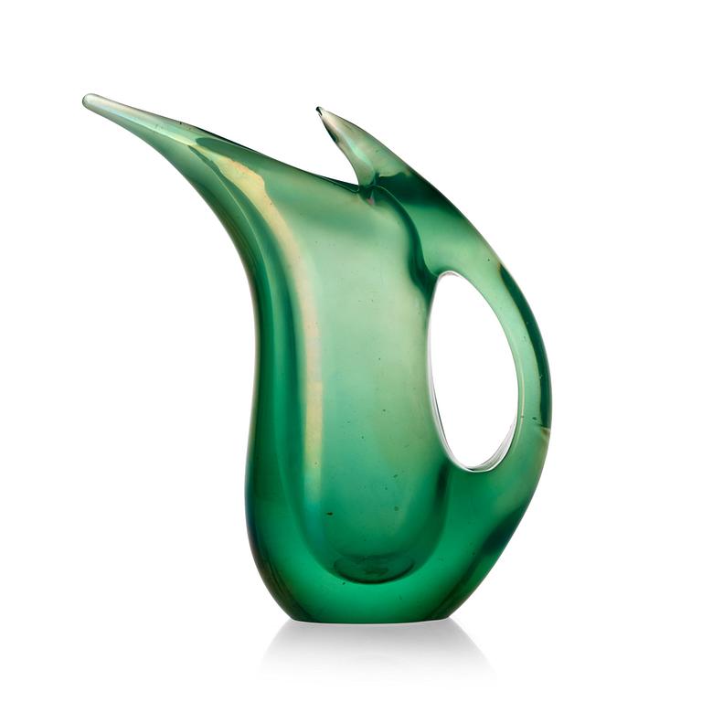 A Giorgio Ferro 'Anse Volante' glass pitcher, A.VE.M (Arte Vetraria Muranese), Italy 1950's.