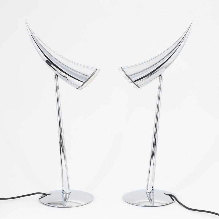 Philippe Starck, a pair of 'Ara' table lamps from Flos, Italy.