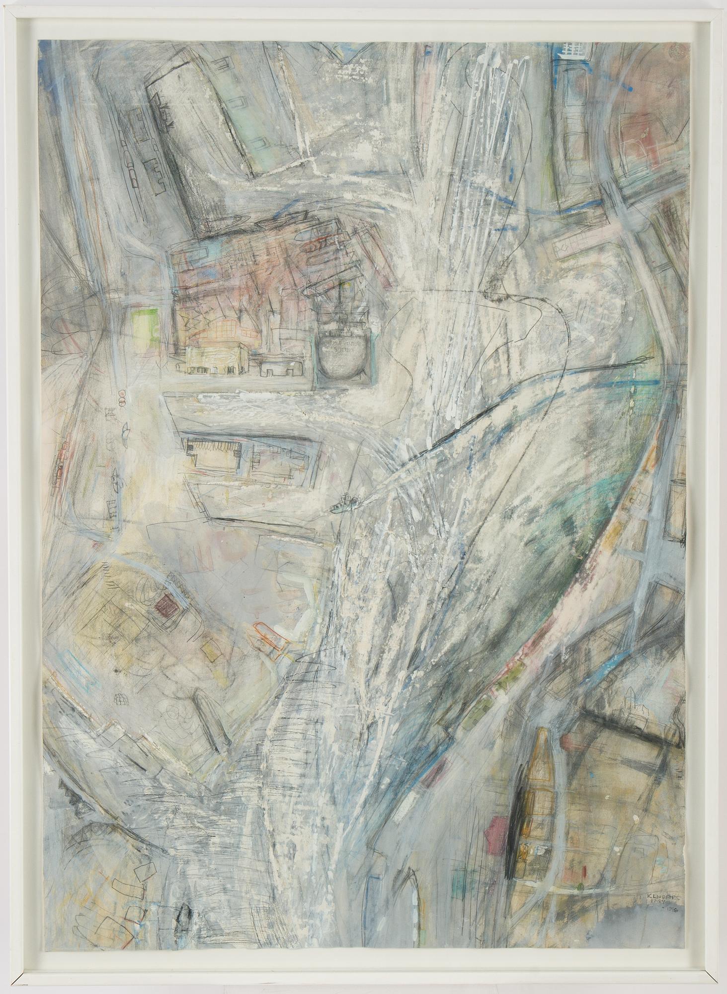 Kent Lindfors, mixed media on paper, signed 83-84 + 1986.