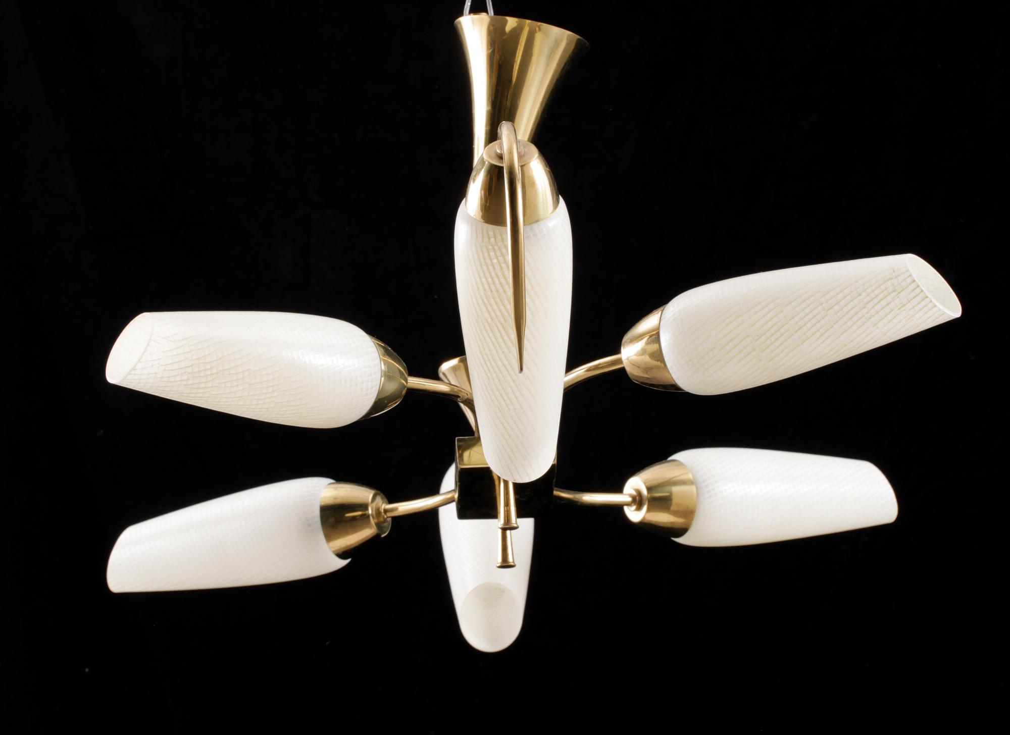 TAKLAMPA, mässing, 1940/50-tal. H 35.