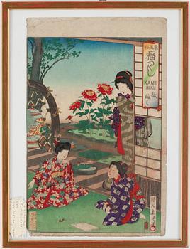 TOYOHARA CHIKANOBU, träsnitt, 2 st, Japan.