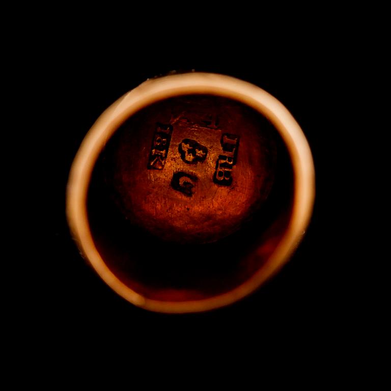 FINGERBORG, 18 k guld, Jakob Richard Borg, Gävle 1831. Vikt ca 5 gram.