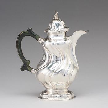 A Swedish 18th century silver coffee-pot, mark of Johan Wennerwall, Gothenburg 1759.