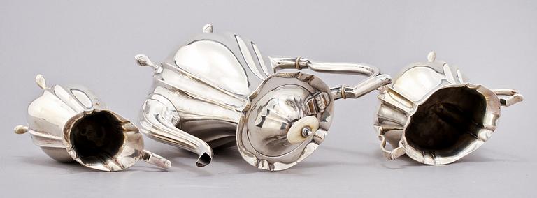 KAFFESERVIS, 3 delar, silver, GAB, Stockholm, 1920. Tot. v. 1068 g.