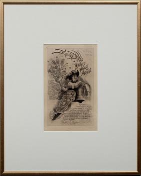 Felicien Rops · FELICIEN ROPS (BELGIEN) , etsning, torrnål, sign.
