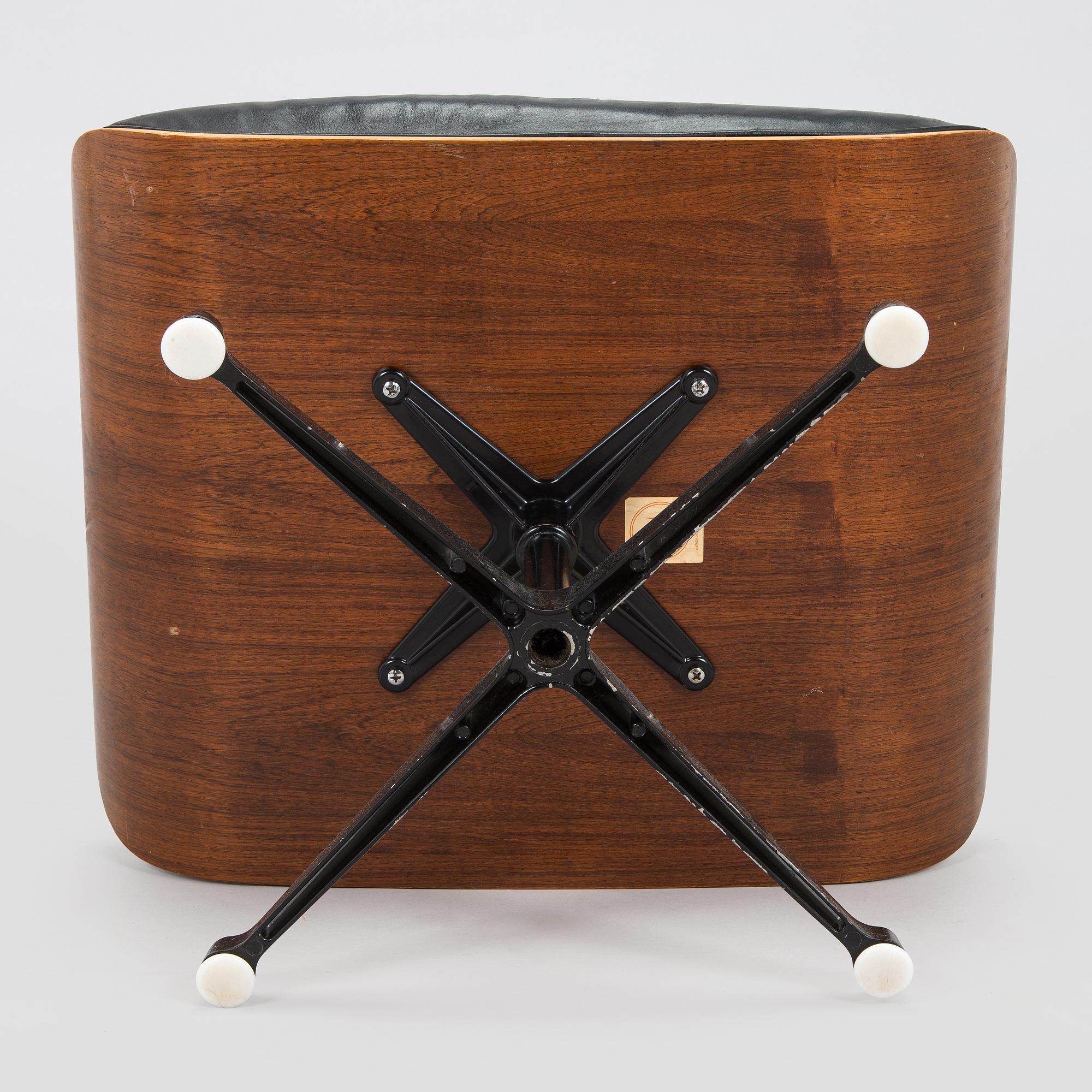 Charles and Ray Eames, a 1960s 'Lounge chair' and stool for Herman Miller.