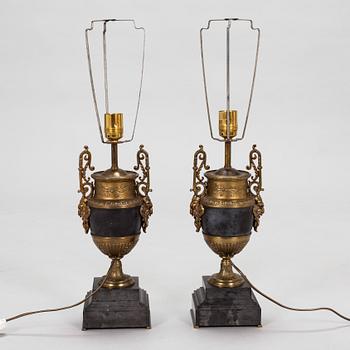 Pair of table lamps, turn of the century 1800/1900.