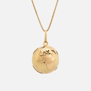 18K gold globe necklace.