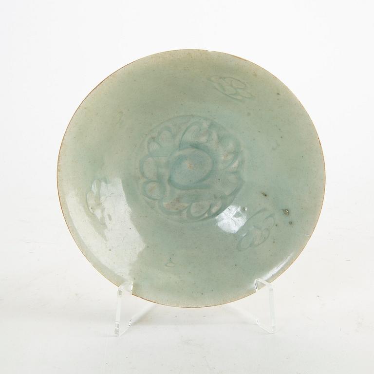 A pale celadonglazed bowl, Song/Yuan dynasty.