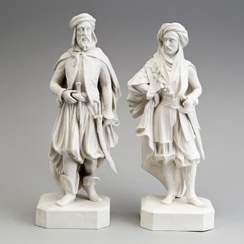 FIGURER, ett par, parian, Gustafsberg, 1860/70-tal.