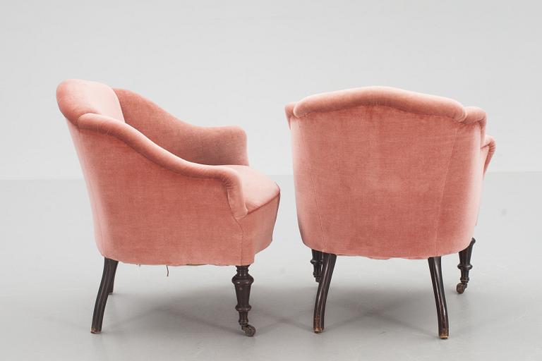 FÅTÖLJER, ett par, nyrokoko, 1800/1900-tal.