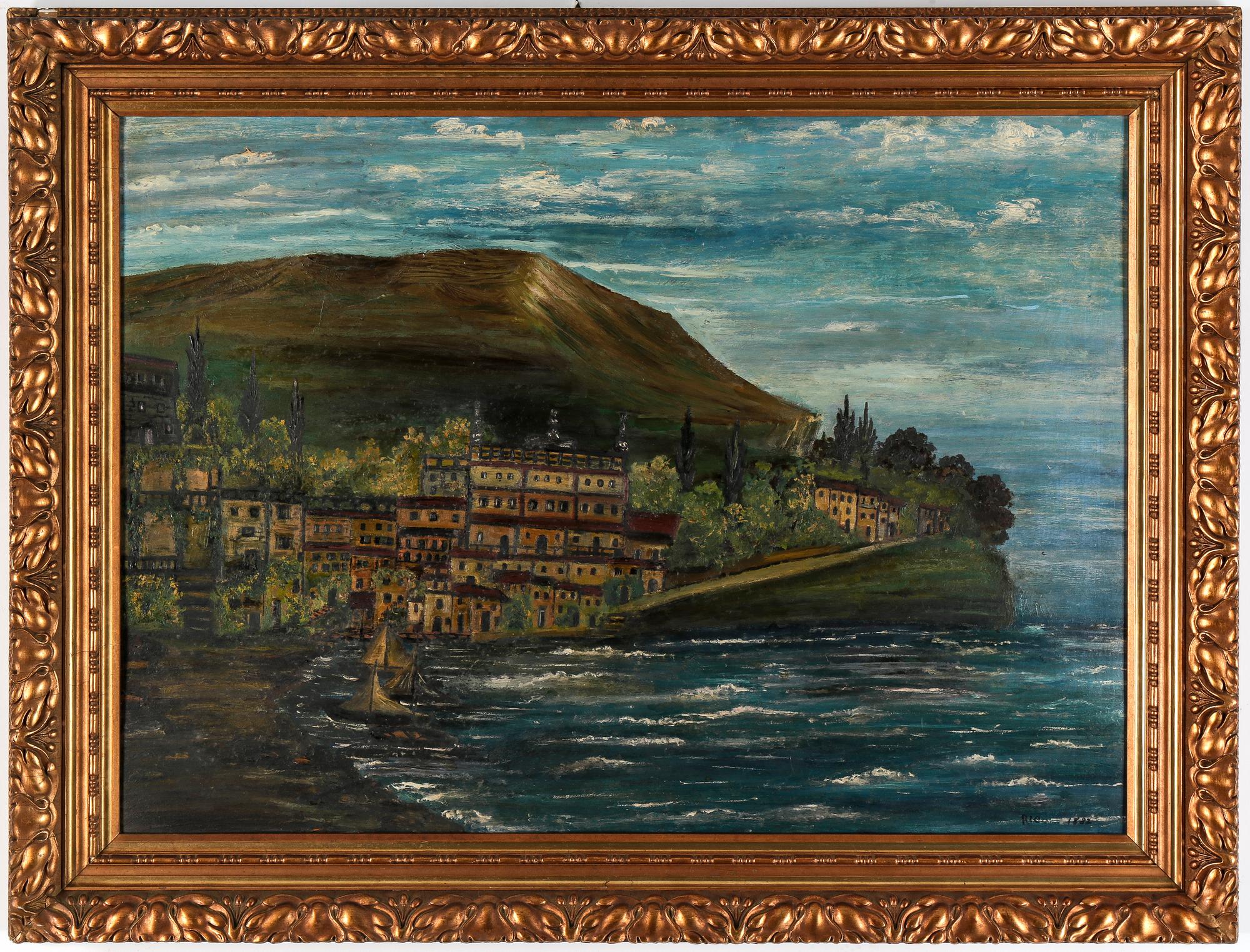 OKÄND KONSNÄR, olja på pannå, otydligt signerad samt daterad 1882.