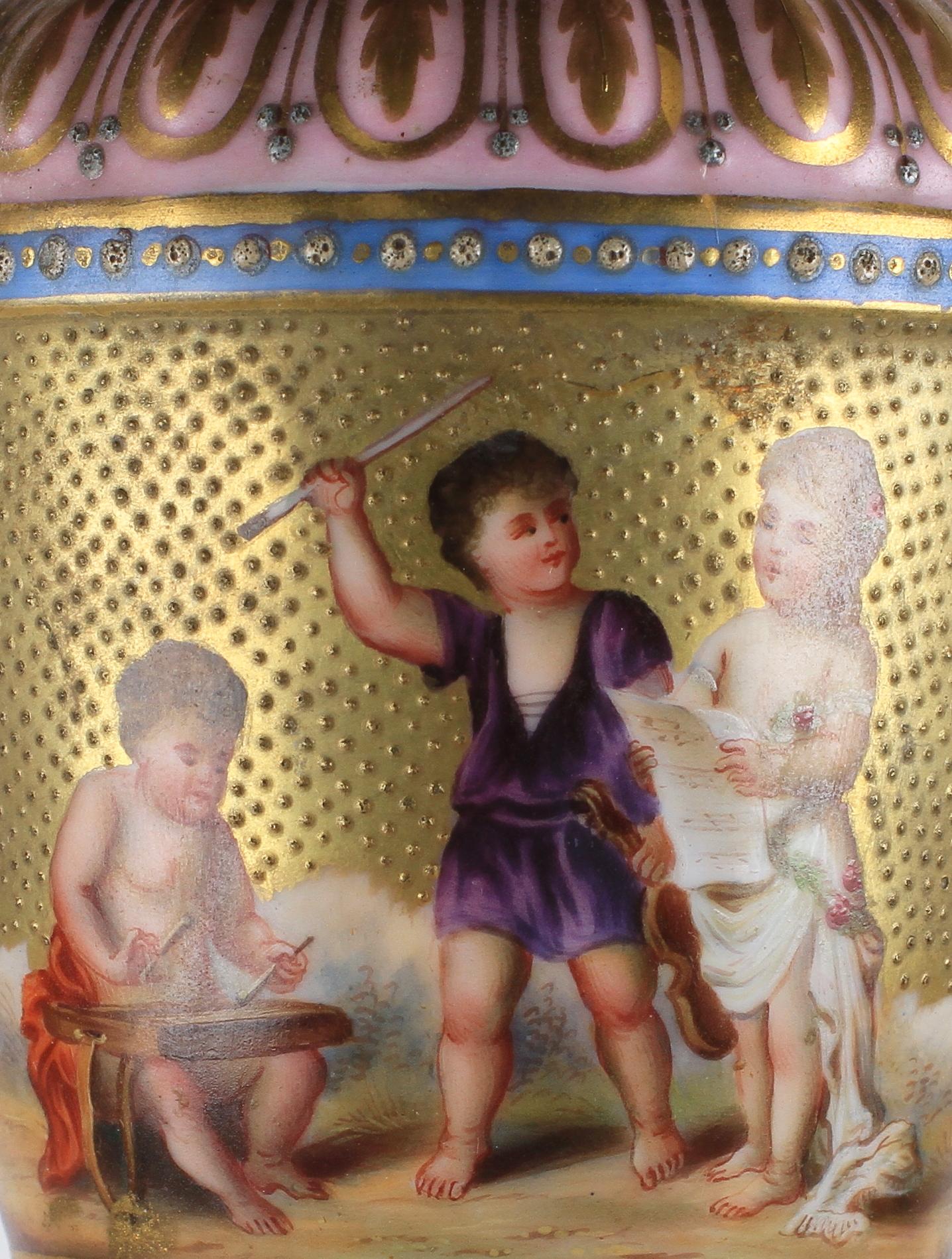 LOCKVASER, ett par, porslin, 1800-tal märkt Spiel.