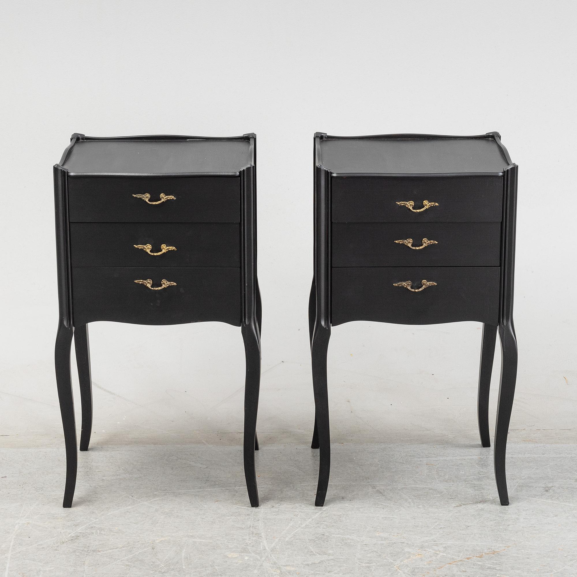A pair of painted bedside tables, Rydén Möbler Ab, Nybro, late 20th Century.
