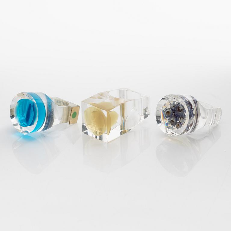 Siv Lagerström, three rings, acrylic plastic, 1970s.