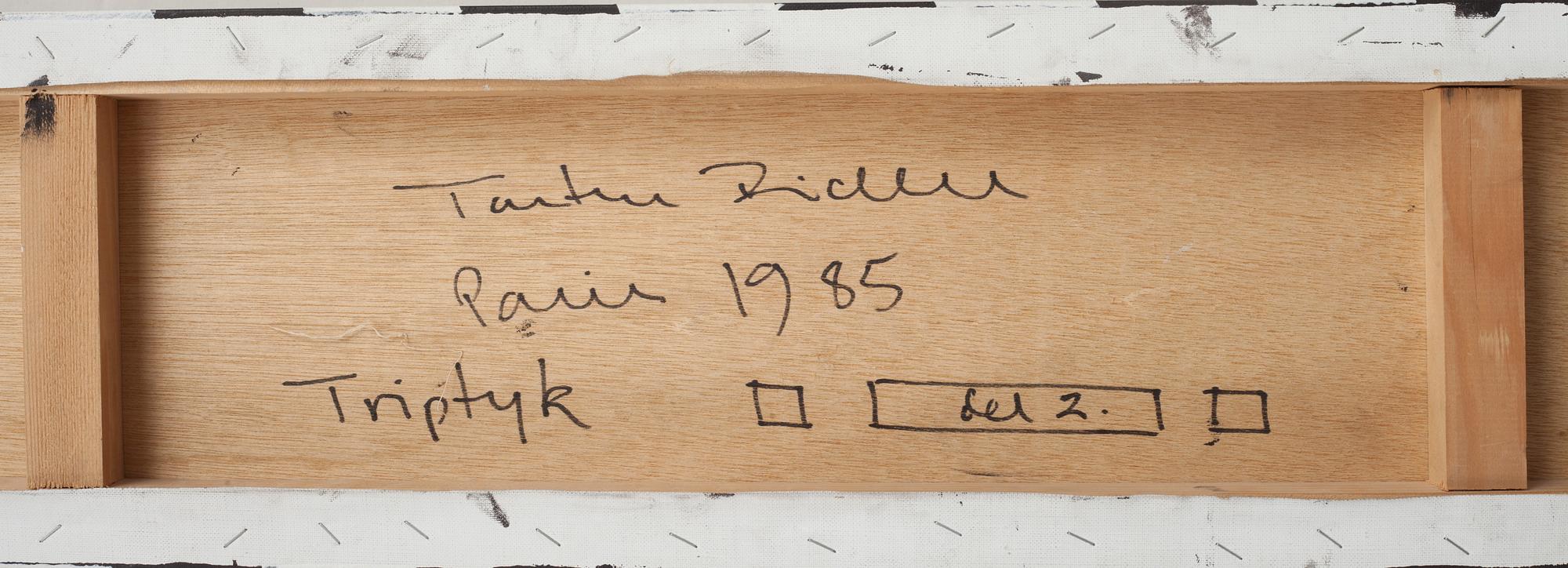 TORSTEN RIDELL, olja på duk, a tergo signerad och daterad Paris 1985.