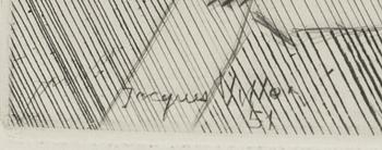 JACQUES VILLON, etsning, signerad i plåten och daterad -51, ur XX:e siècle nr 2 1952.