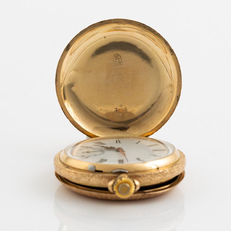 Pocketwatch, 14K gold, ca 51 mm.