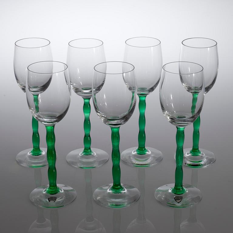 Seven late 20th century "Nobel" white wine glasses by Gunnar Cyrén for Orrefors.