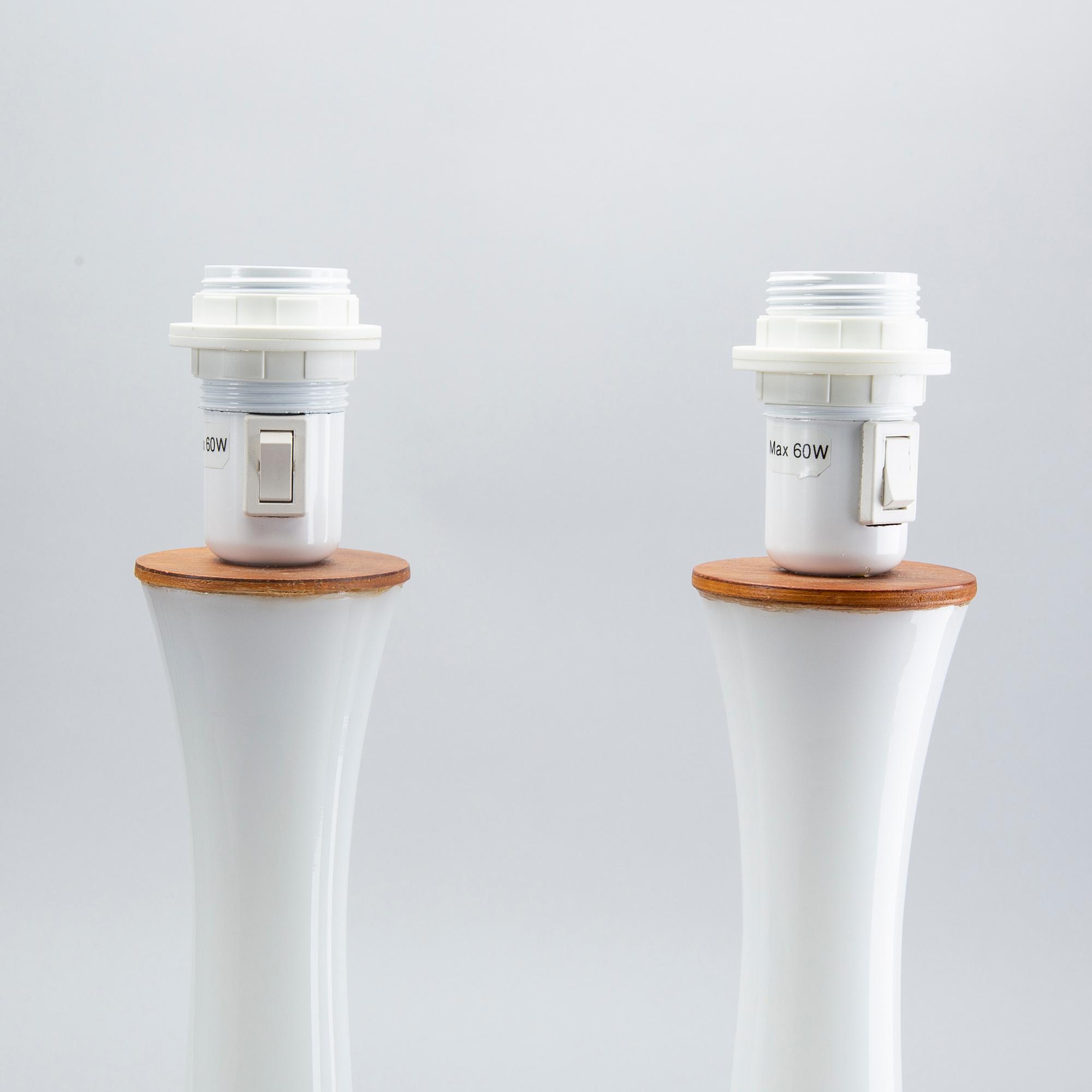 Bergboms, 2 st, bordslampor, glas.