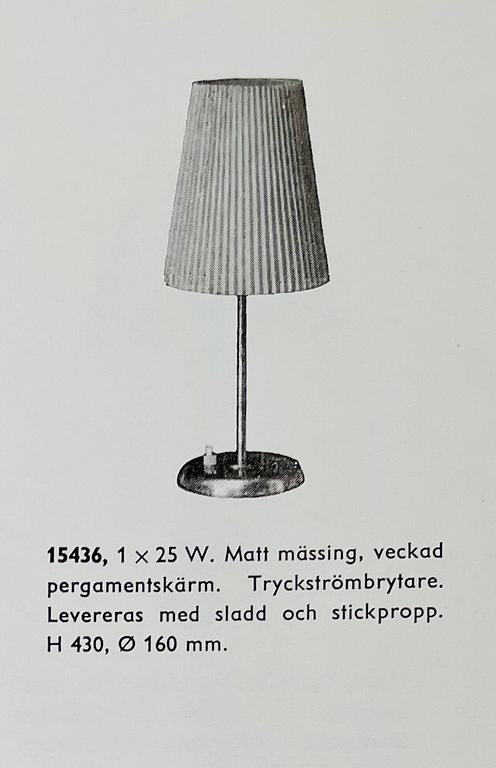 Harald Notini, bordslampor 1 par, modell "15436", Arvid Böhlmarks Lampfabrik, 1950-tal.