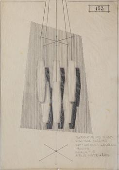 Hans Bergström, taklampa, modell "153/6", ateljé Lyktan, Åhus, 1940-50-tal.