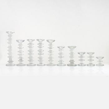 Timo Sarpaneva, a set of ten candlesticks, glass, "Festivo", Iittala.