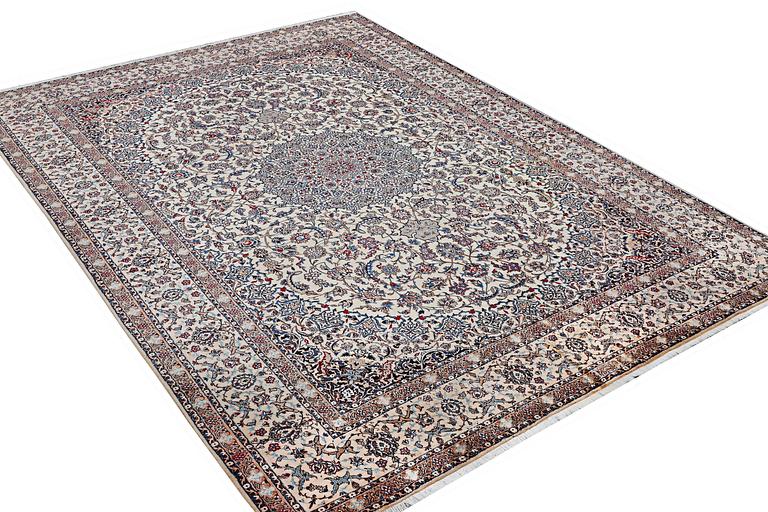 A carpet, Nain, part silk, 6 laa, c. 343 x 252 cm.