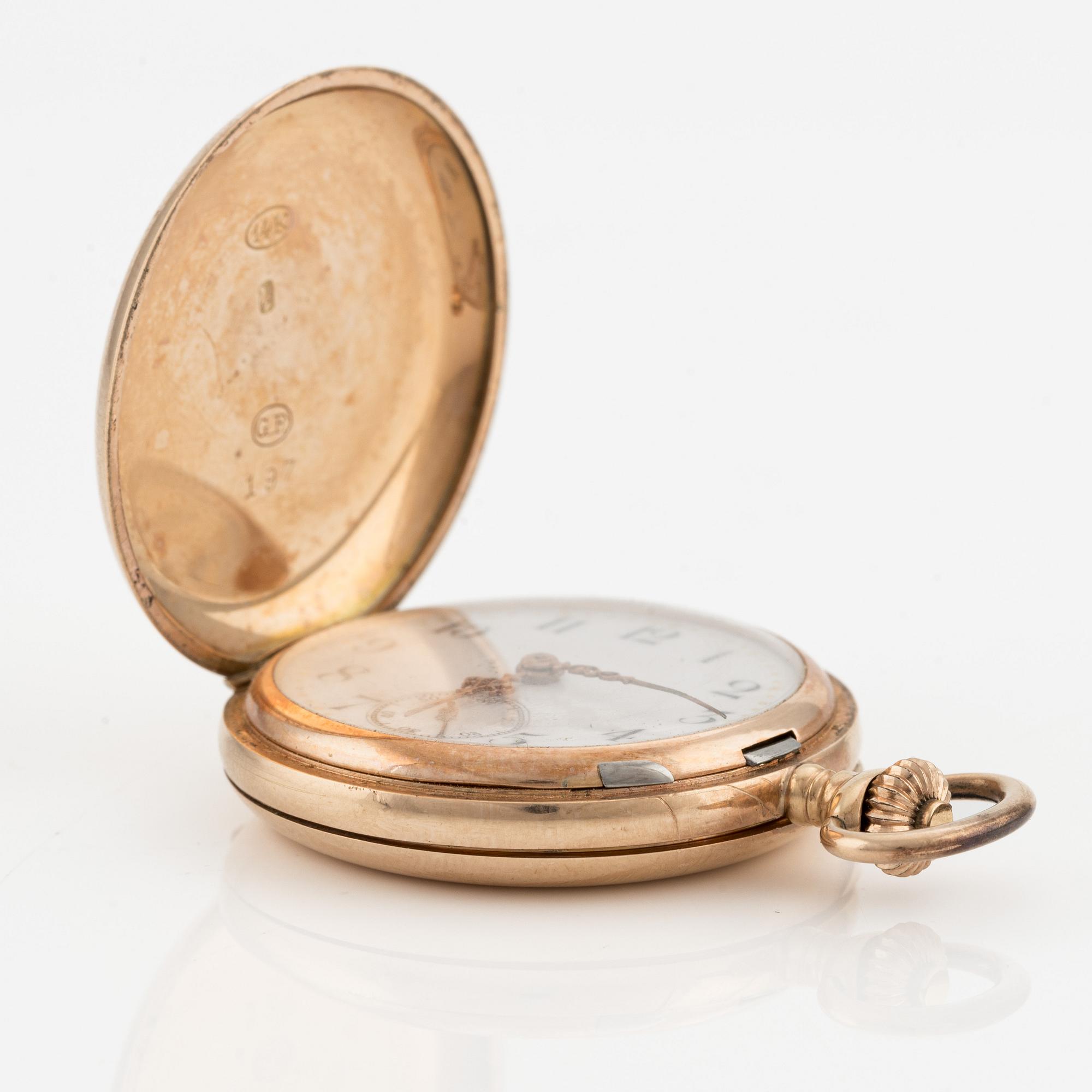 Fickur, 14K, savonett, 33,5 mm.