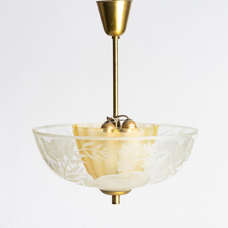 Birger Ekman, a Swedish Modern ceiling lamp, Glössner Co, 1940s.