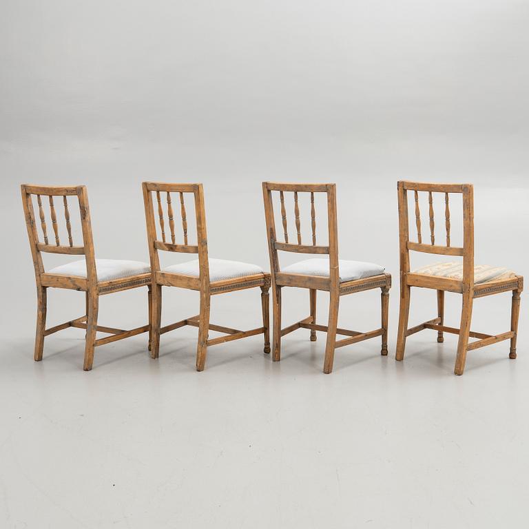 Chairs, 4 pcs, late Gustavian, 19th century.