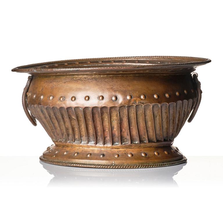 A presumably Italian repoussé copper wine-cooler, 18th century.