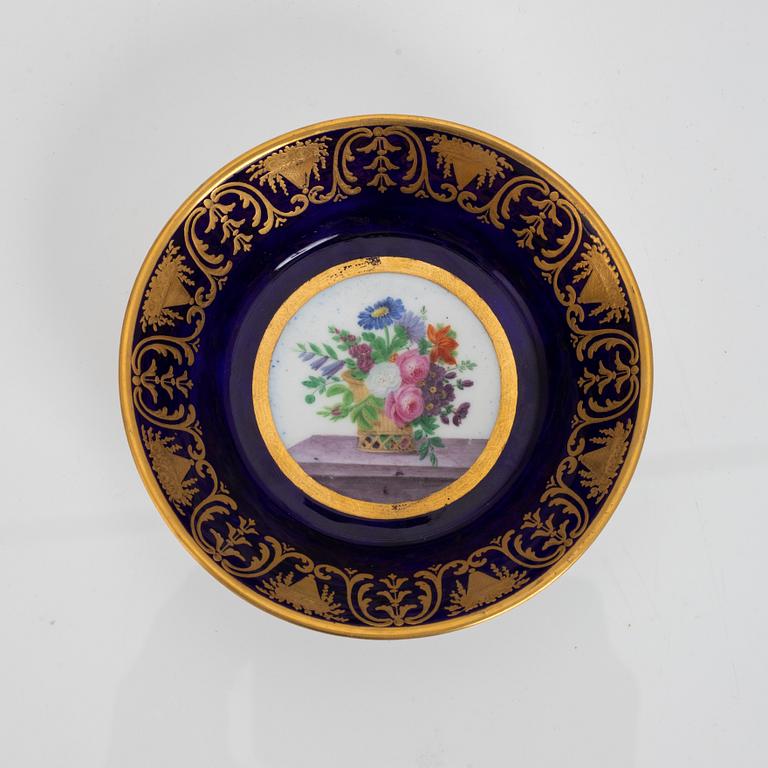 A Sèvres porcelain cup and sacuer, probably 1770's.