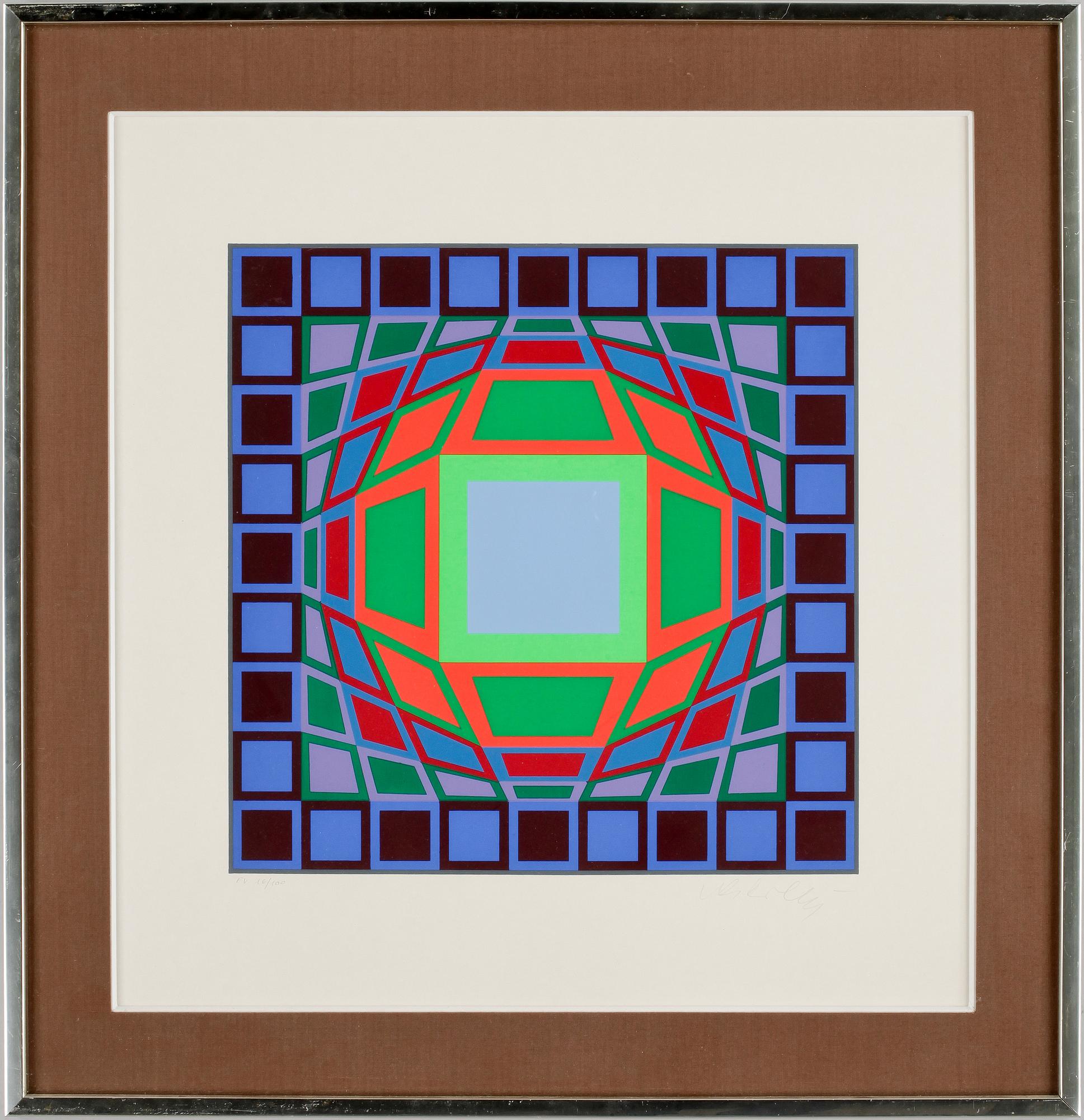VICTOR VASARELY, serigrafi, numrerad FV 16/100, signerad.