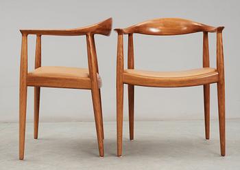 A pair of Hans J Wegner 'The Chair' by Johannes Hansen, Denmark 1960's.