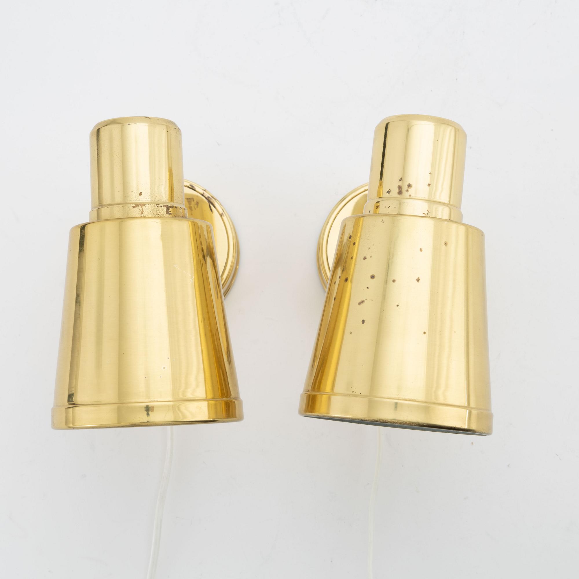 Vägglampor, ett par, Bröderna Johansson Autometall, Skellefteå, 1960-tal.