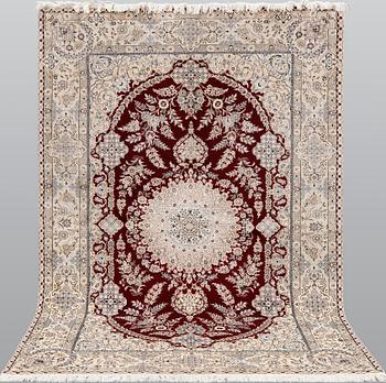 A carpet, Figural Nain, Part silk, S.K 6LAA, 239 x 155 cm.