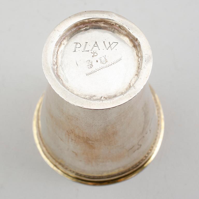 BÄGARE, silver, Rudolf Wittkopf, Stockholm 1714. Vikt ca 104 gram.