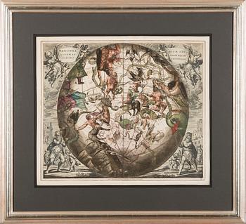 KARTA, "Haemisphaerium Stellatum Australe Aequali Sphaerarum Proportione", Petrus Schenk 1710..