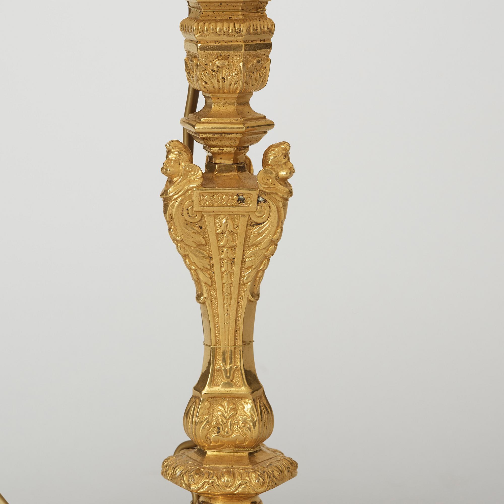 A pair of ormolu table lamps second half of the 19th century.
