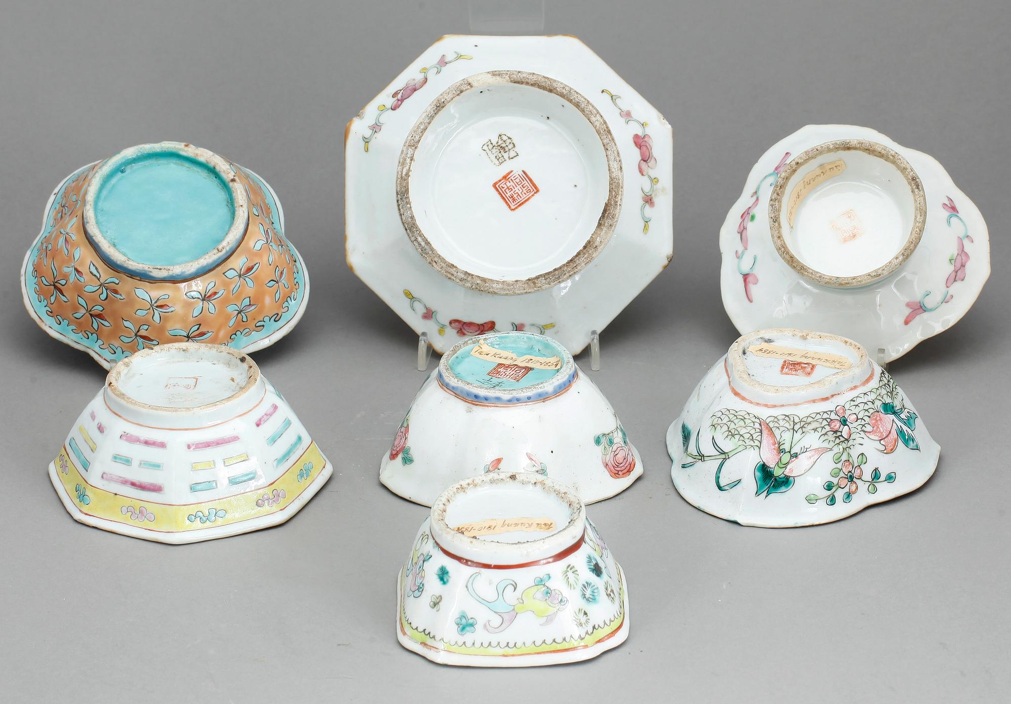 SKÅLAR/FAT, 7 st, porslin, Kina 1800-tal.