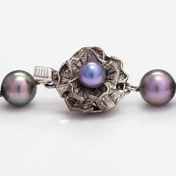Pärlcollier, odlade pärlor, silver.
