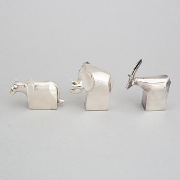 Gunnar Cyrén, figuriner, 3 st. Silverpläterad zink. Dansk Designs, Japan.