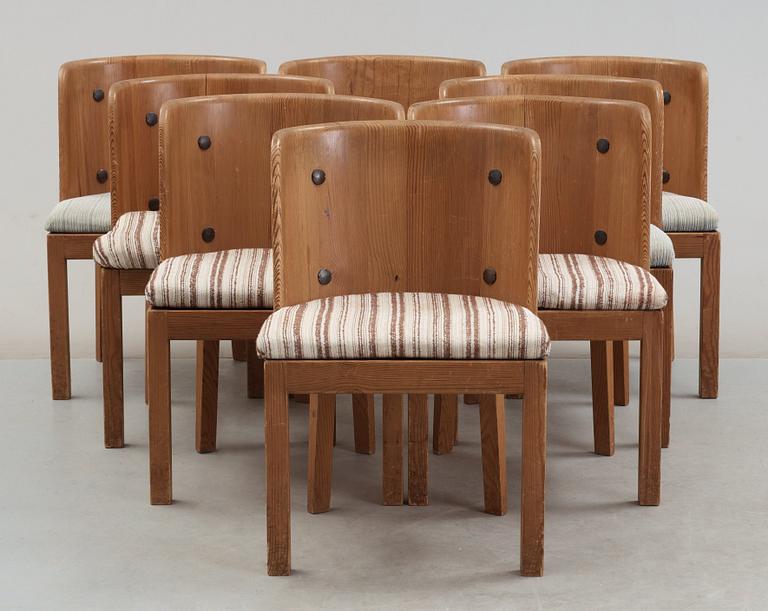 A set of eight Axel Einar Hjorth stained pine 'Lovö' chairs, Nordiska Kompaniet.