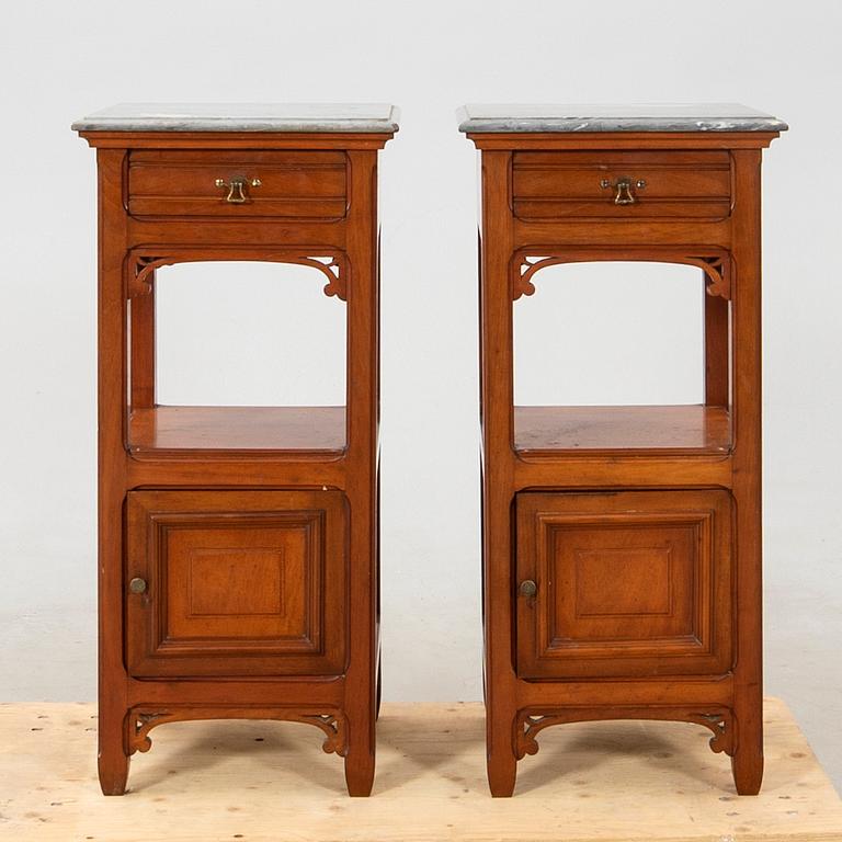 Bedside tables, a pair, Art Nouveau, early 20th century.