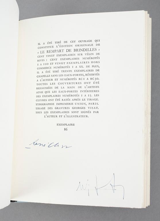 WIFREDO LAM, Le rempart de brindilles, av René Char, signerad, numrerad 86/100, Louis Broder, Paris 1953.
