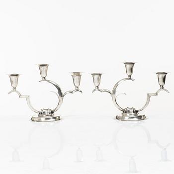 A pair of sterling silver Art Deco candelabras, Salvador de la Serna, Mexico, first half of the 20th century.